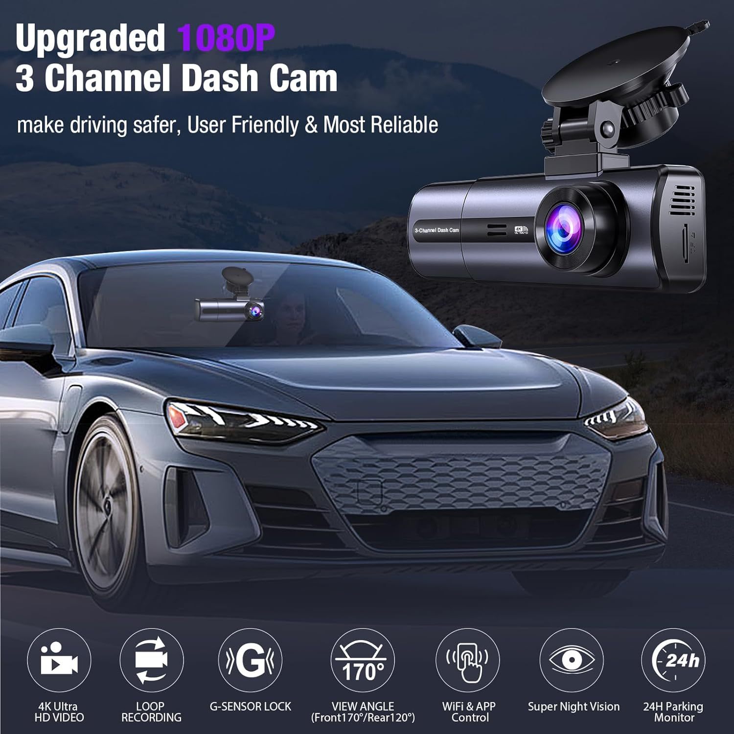 4K 5G WiFi Dash Cam Infrared Night Vision 24H Parking Monitor