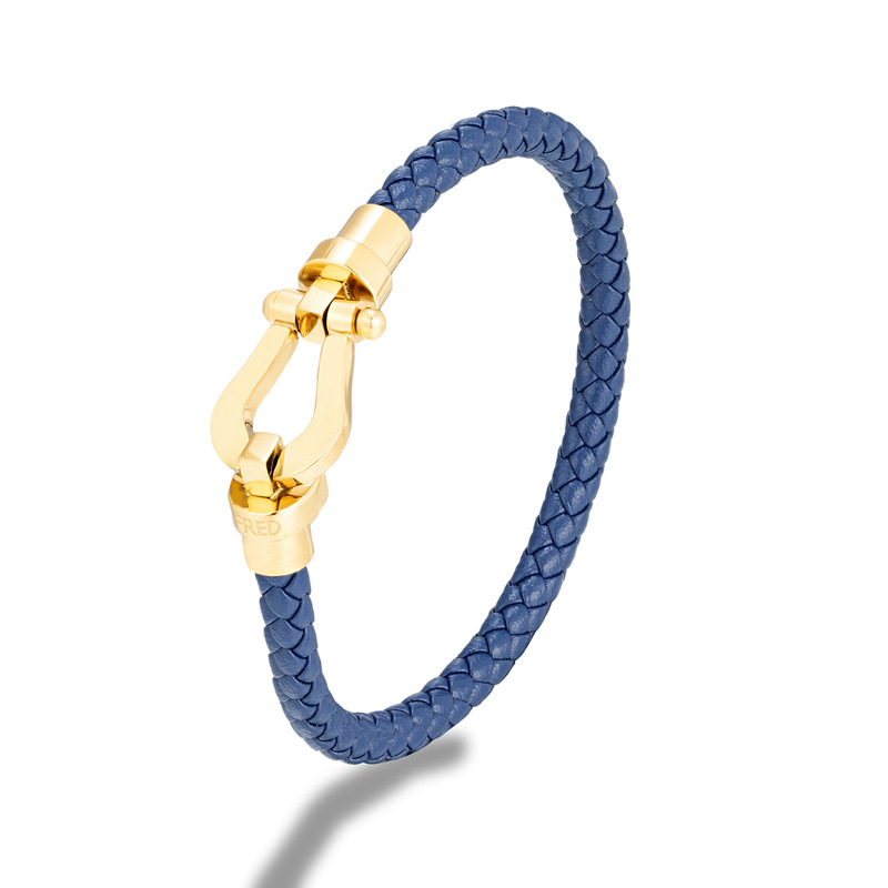 European and American titanium steel bracelet multi-color woven horseshoe buckle gold-plated bracelet stainless steel U-shaped bracelet men and women couple bracelet European and American titanium steel bracelet multi-color woven horseshoe buckle gold-plated bracelet stainless steel U-shaped bracelet men and women couple bracelet