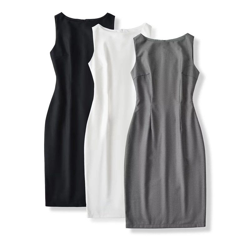 Hot Girl Sexy Commuter Style Round Neck Sleeveless Suit Skirt Vest Skirt Waist Slimming Hip-Hugging Mid-Length Skirt Dress