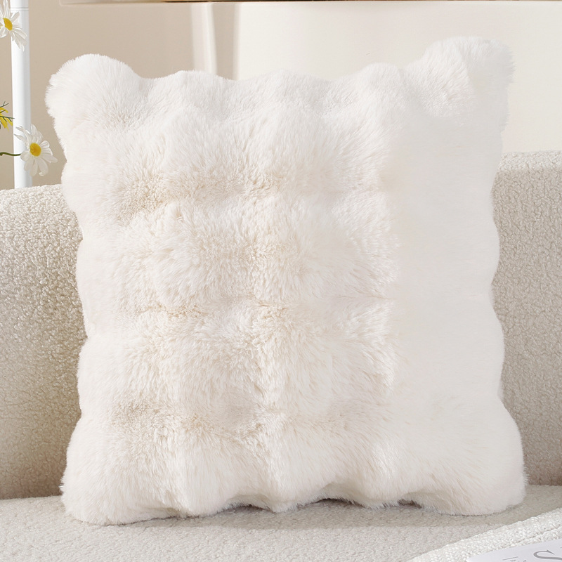 Fallo de conejo almohada de peluche balcón ventana flotante almohada de aire crema almohada de sofá sala de estar cojín de alta calidad invierno