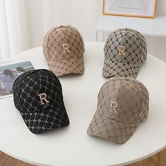格子刺繍rアルファベット帽子日本系女性春秋レトロ鴨舌帽子個性日焼け止め日除け野球帽トレンド