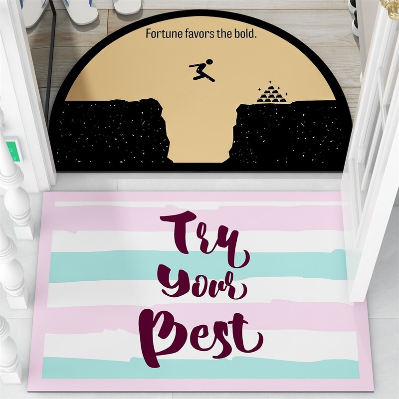 Printed picture and text put at the door inspirational eye-catching shoeshine floor mat color is very positive and odorless study decoration foot pad small carpet