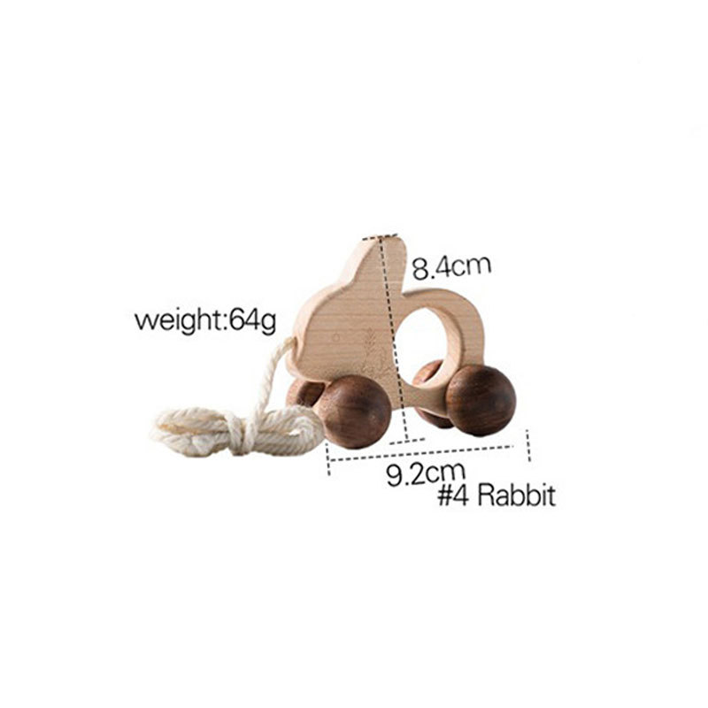 Wooden children's educational early education toys log inertia Beech animal car baby soothing toddler push and pull toys