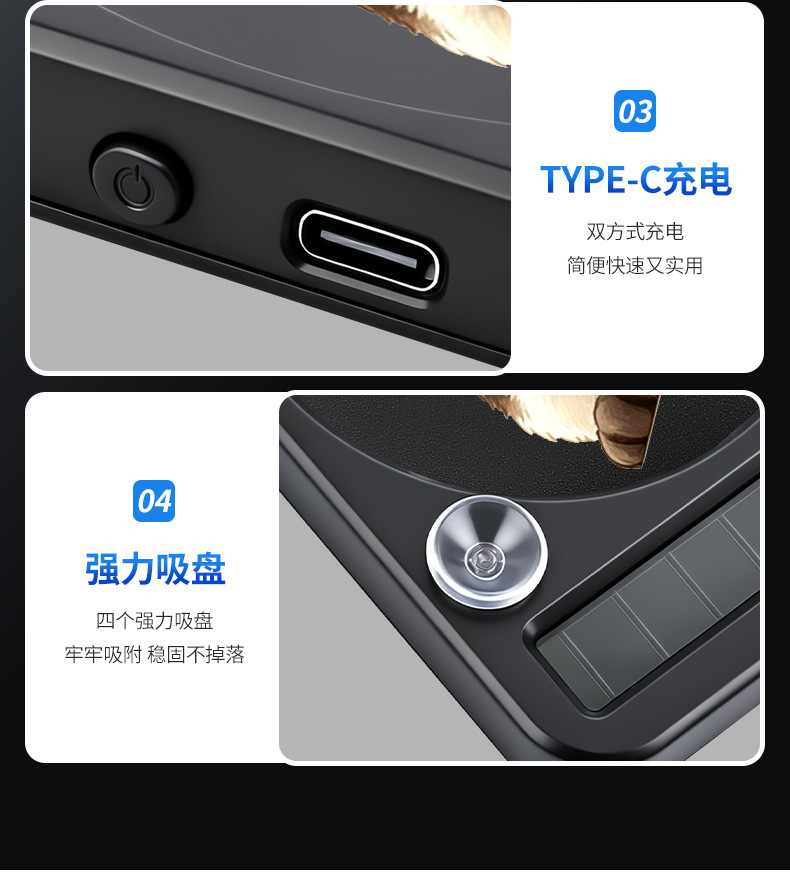 New car interior decoration: cute pet-themed lights, cartoon solar-powered triangular window ambient lights, wireless warning lights with suction cups