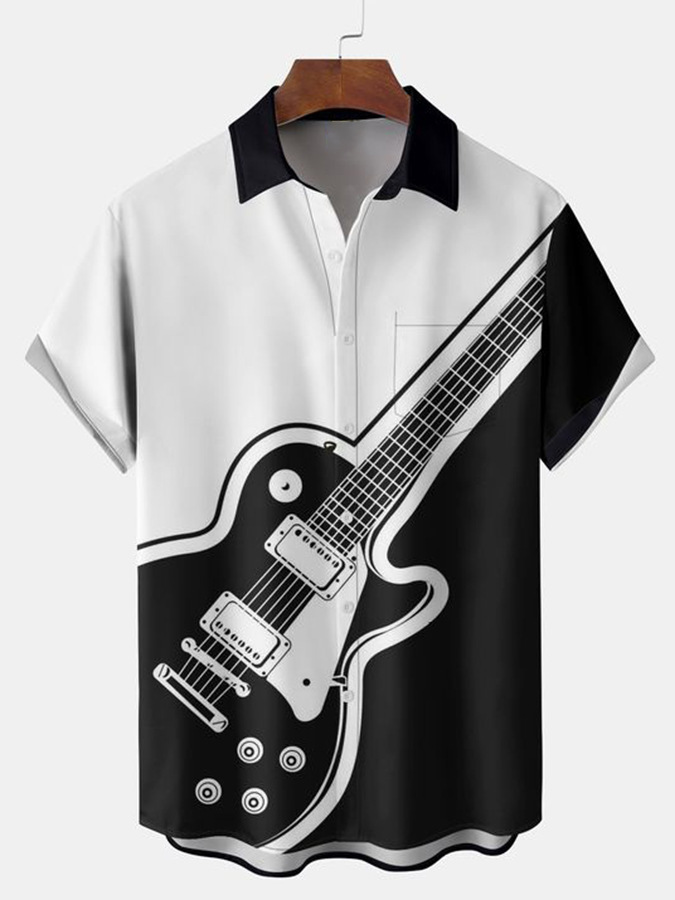 2025 nuevo estilo comercio exterior transfronterizo elemento creativo camisa 3D impresión digital tendencia suelta camisa de manga corta top de hombre