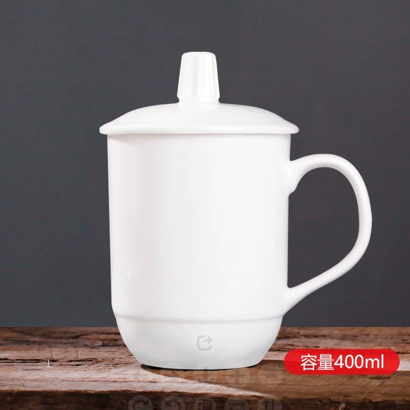 Синдзянь-фарфоровая чаша с крышкой из костяного фарфора Jingdezhen - чисто белая керамическая чашка для офиса, чайного домика