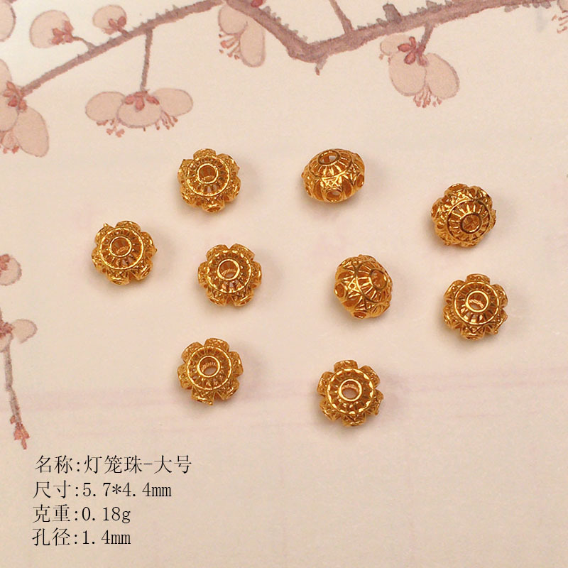 S925 Silver Plated Mini Four-Sided Flower Lantern Bead Spacer Bracelet DIY Accessories Semi-Finished Accessories