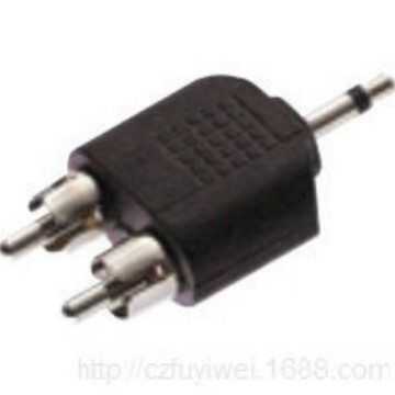 3.5mm单声道公转2RCA公莲花头 音频转接头