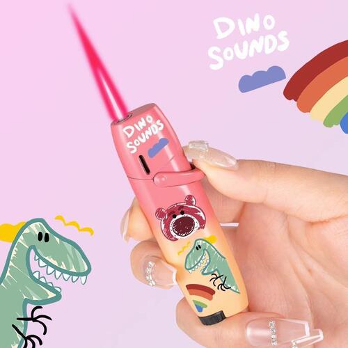 Internet celebrity cute strawberry bear Kurome windproof lighter ins high-looking creative pink flame gift for boyfriend trend