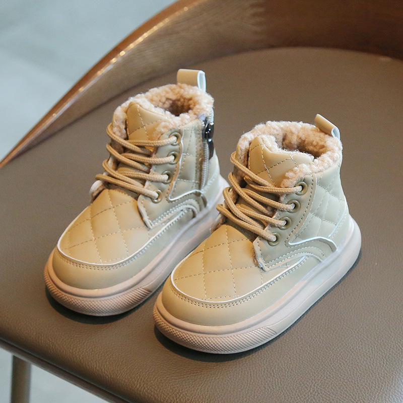 2025 zapatos de invierno para niños botas de cordero gruesas botas cortas de algodón botas de nieve para niños y niñas zapatos de algodón cálidos