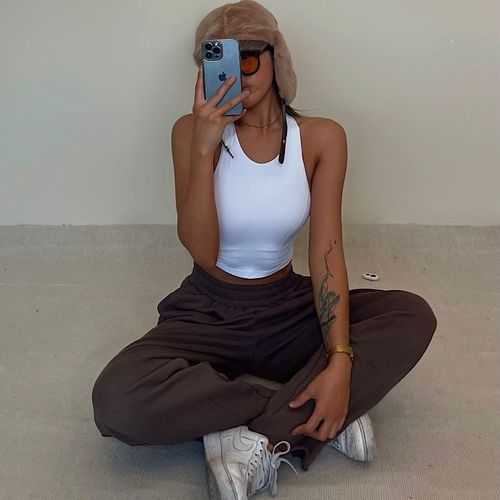 Women's Solid-Color Fitness Activewear with Padded Bra, Sleek & Sexy Strappy Camisole in Zheng Style