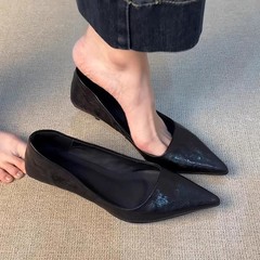 羊皮版 ~ フランス式の優しいハイヒールの女性の浅い口の先の気質の職業の靴の1足は通勤する靴を漕ぎます。