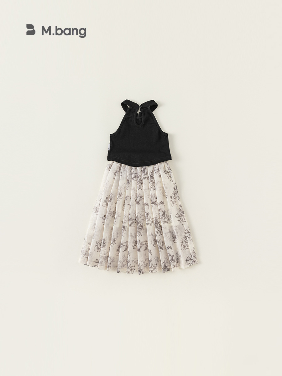 Yubao ropa infantil de niñas impresión de tinta de estilo chino antiguo conjunto de ropa de verano de dos piezas