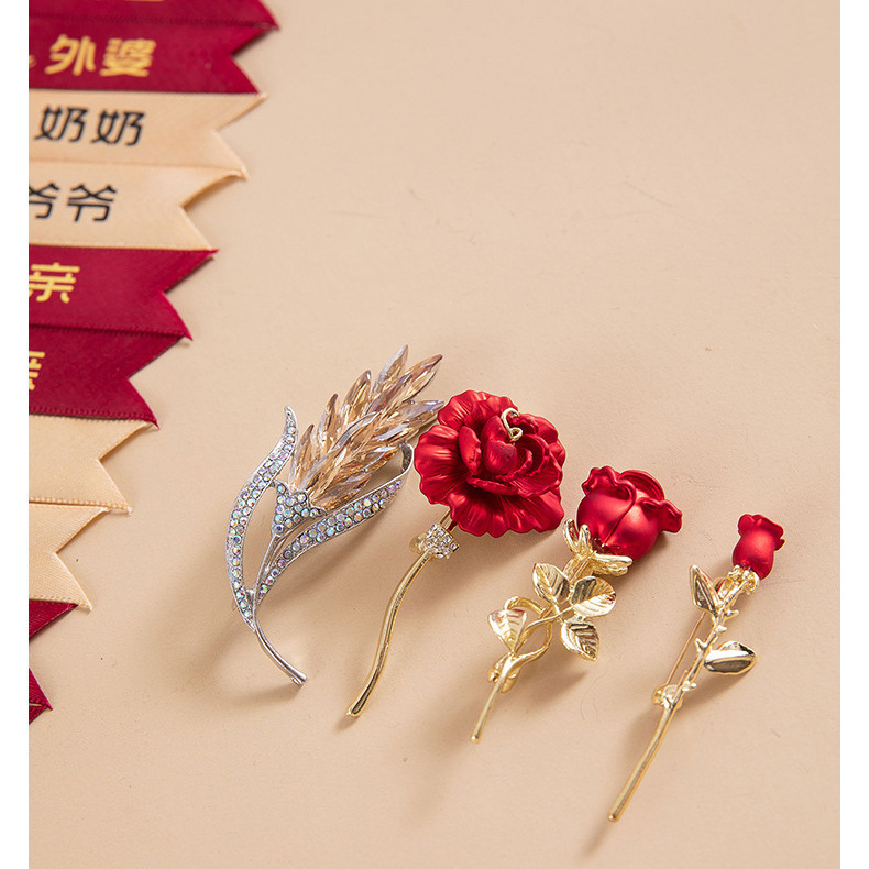 玫瑰胸花婚礼胸前花全套家人小红书同款新郎新娘襟花创意胸针|undefined