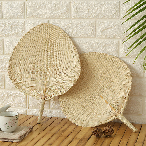 WI25 Haodian hand-woven cattail fan and banana fan summer hand-cranked fan palm leaf large style classic straw weaving