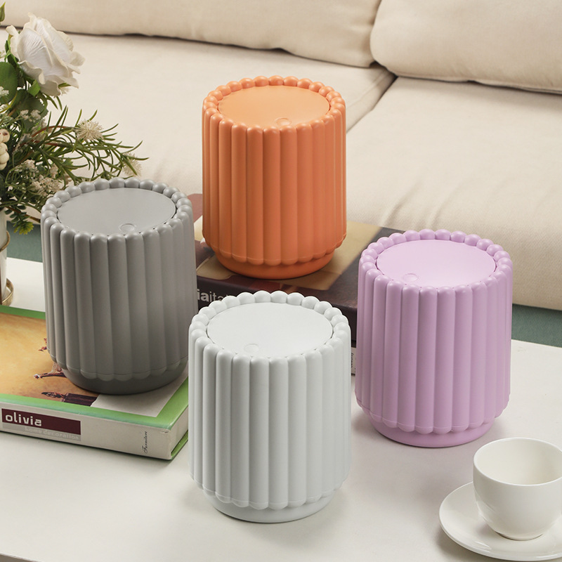 Creative Mini Desktop Trash Can with Lid, Push-Type Pop-Up Storage Bucket, Home Desk Coffee Table Storage and Cleaning Bucket