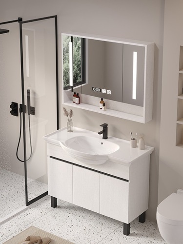 Big belly basin bathroom cabinet combination floor-standing simple light luxury wash basin cabinet washbasin basin integrated ceramic bathroom