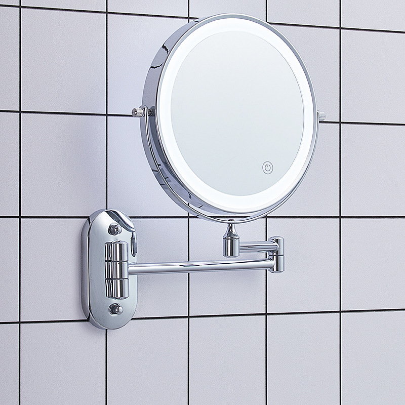 7 pulgadas montado en la pared espejo cosmético baño telescópico plegable espejo de la batería-libre/Punch-libre espejo de baño