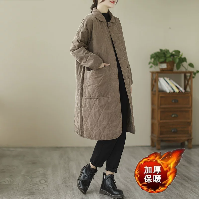 Retro quilted keep warm winter down jacket, 2023
