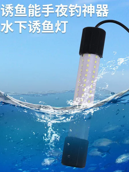 10W Marine Underwater Fish-Attracting Light for Wild Fishing, Raft Fishing, Fish Gathering Light, Blue-Green Night Fishing Underwater Special Light, Squid Light