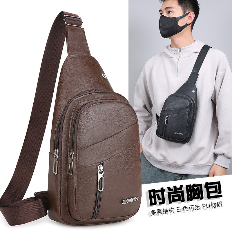 Bolso de pecho de hombre transfronterizo pu piel de moda de transporte de viaje bolso de hombro de gran capacidad ocio versátil viaje mochila de moda