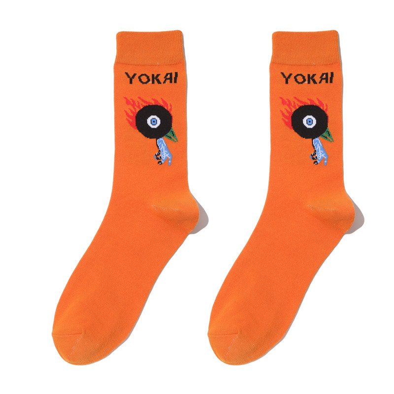 Male Japanese Monster Animation Socks Female Cotton Monster Story Sock Cartoon Personality Trend Boat Socks-5Prs 48 Img_5798