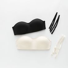 桑蚕丝无肩带抹胸日单3Ｄ无痕隐形防走光打孔杯透气进口防滑胶