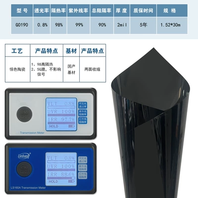 Car window constant color ceramic film, high thermal insulation solar film, privacy car window glass film, sun protection and heat insulation film (Automotive Film) - front-bumper-1-light-transmission