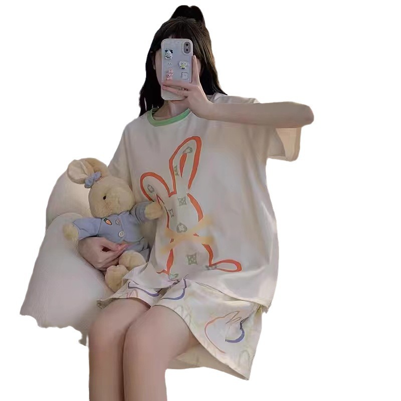 2025, pijamas de estudiantes de viento en línea, sensación de alta calidad de verano se puede usar con un conjunto de mangas cortas, ropa de hogar grande nueva