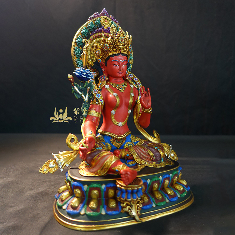 紫金蓮ネパールチベット工芸蔵伝密宗彩色画21度母純銅手彫り|undefined