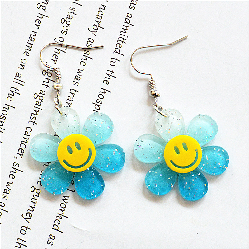 Wholesale Jewelry 1 Pair Cute Smiley Face Flower Arylic Drop Earrings display picture 5