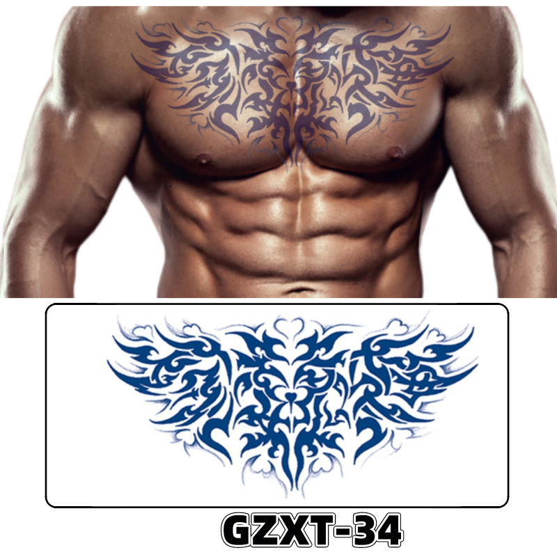 Pegatinas de tatuaje de jugo de pecho de flores pegatinas de tatuaje de hierbas de brazo grande de flores sudor impermeable media hoja alas de flores pegatinas de tatuaje al por mayor