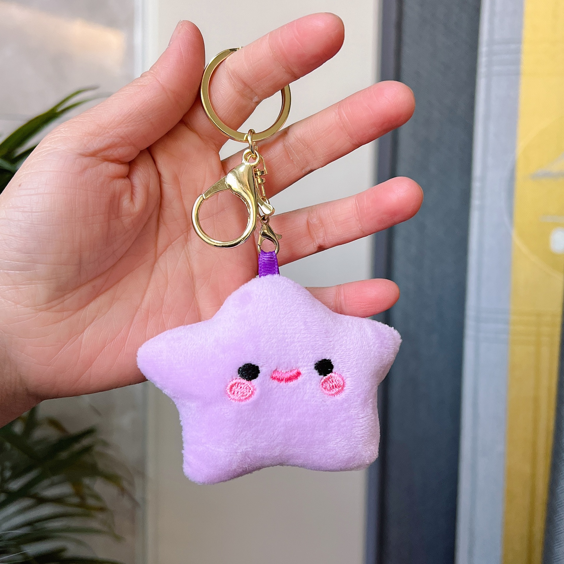 Cute Star Emoji Face Pp Cotton Unisex Bag Pendant Keychain display picture 3