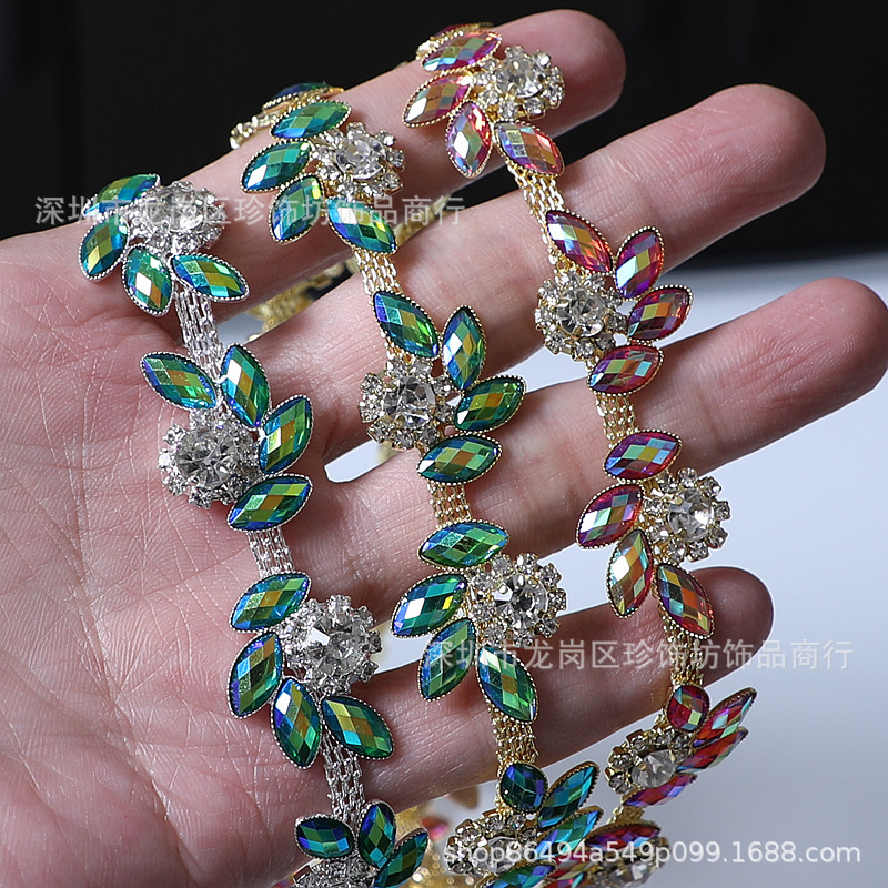 New Marquise Water Drop Flower Claw Chain, Welded Fancy Diamond Chain, DIY Resin Claw Chain, Dance Clothing Waist Chain Decoration New Marquise Water Drop Flower Claw Chain, Welded Fancy Diamond Chain, DIY Resin Claw Chain, Dance Clothing Waist Chain Decoration