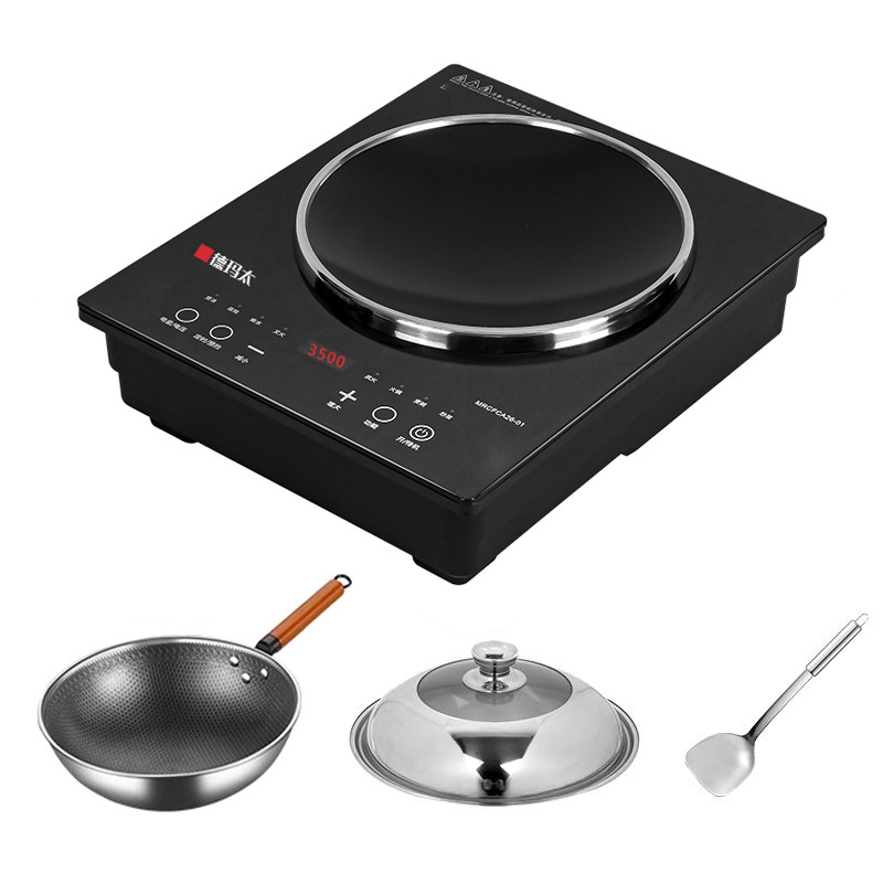 Dematai-cocina de inducción integrada para el hogar, nuevo juego completo de 3500W con olla, estufa de batería cóncava de alta potencia