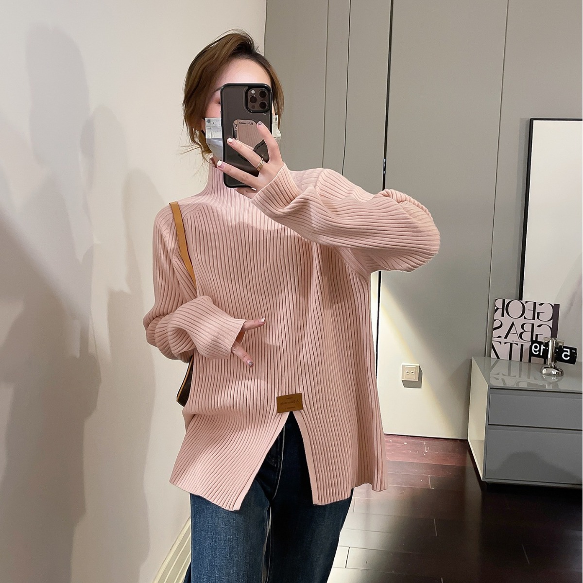 Suéter de cuello alto para mujer, estilo holgado, prenda interior de invierno