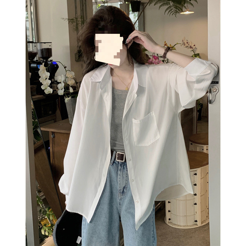 白衬衫女长袖2025春秋宽松灯笼袖小衫荷叶边休闲领法式短款上衣|undefined
