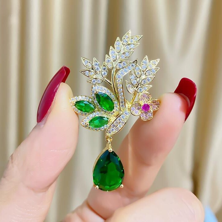 Live Broadcast Popular Korean Fashion Floral Wheat Ear Brooch Clothing Elegant Creative Cheongsam Temperament Pin Accessories Wholesale