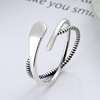 Line trend one size ring with pigtail suitable for men and women, silver 925 sample, European style