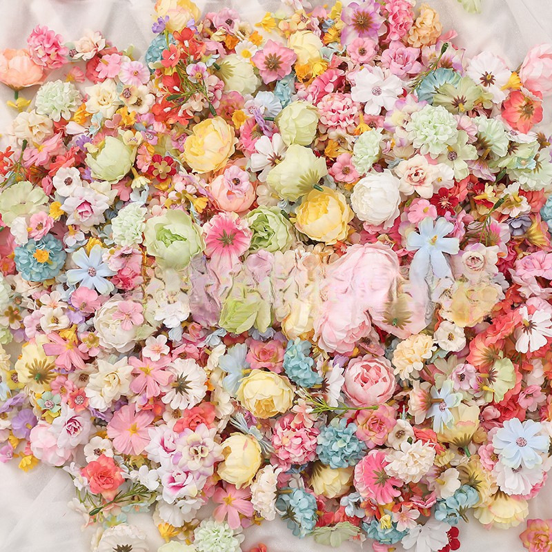 Simulación de flores pequeñas paquetes de materiales mezclados flor de seda guirlanda material hecho a mano guirlanda