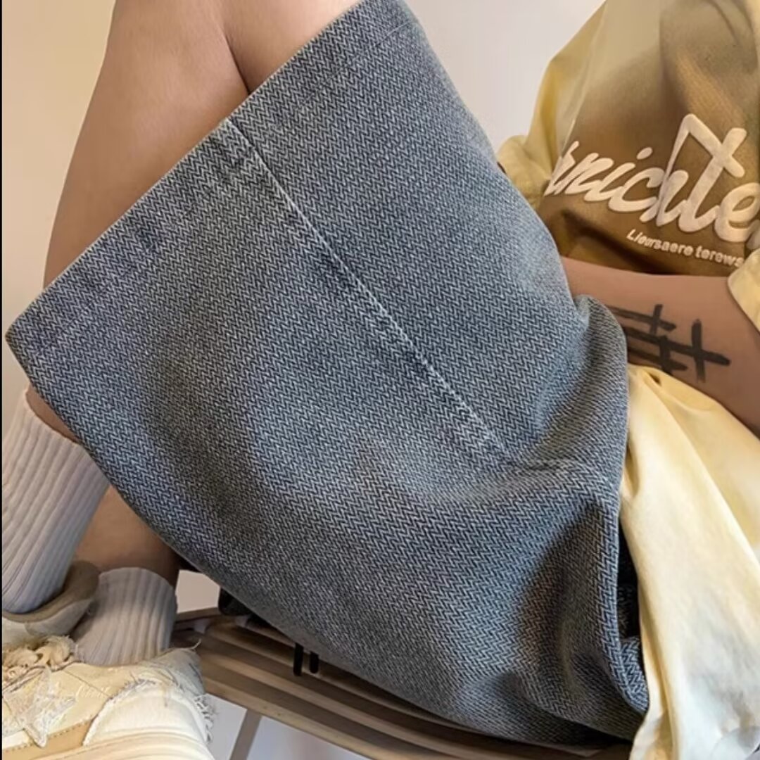 Moda japonesa cityboy pantalones cortos de mezclilla azul de cinco puntos pantalones sueltos rectos de moda de verano para hombres
