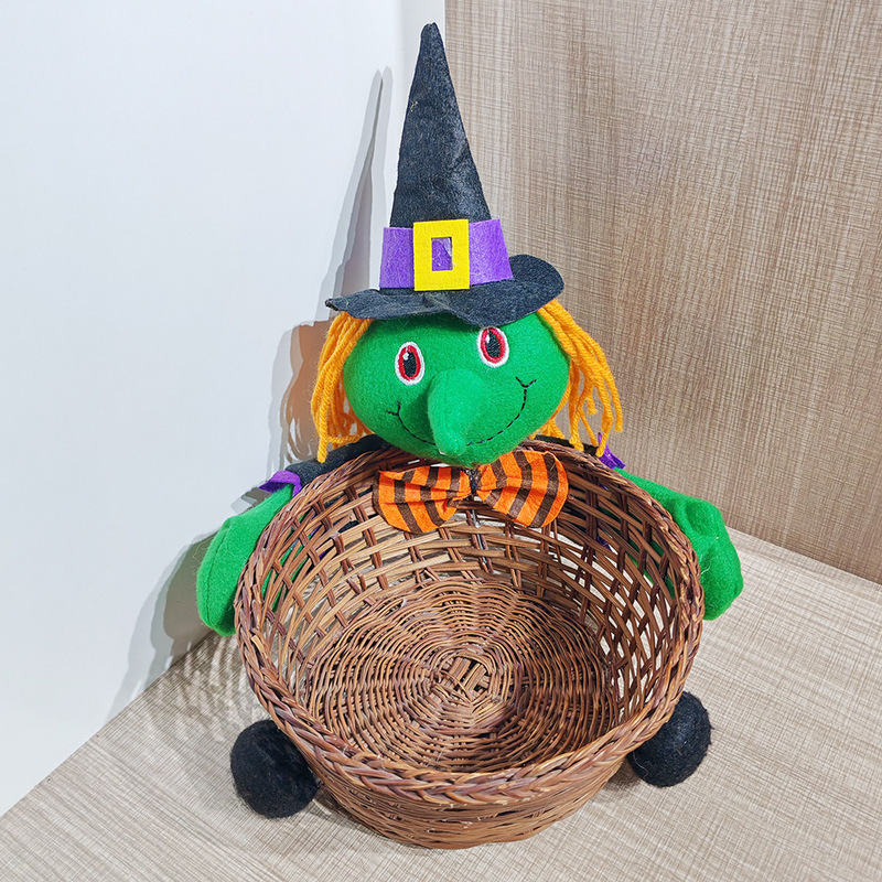 新しいハロウィーン装飾パーティー用品ホームオフィスデスクトップ収納バスケットハロウィーン竹バスケットキャンディーバスケット卸売り|undefined