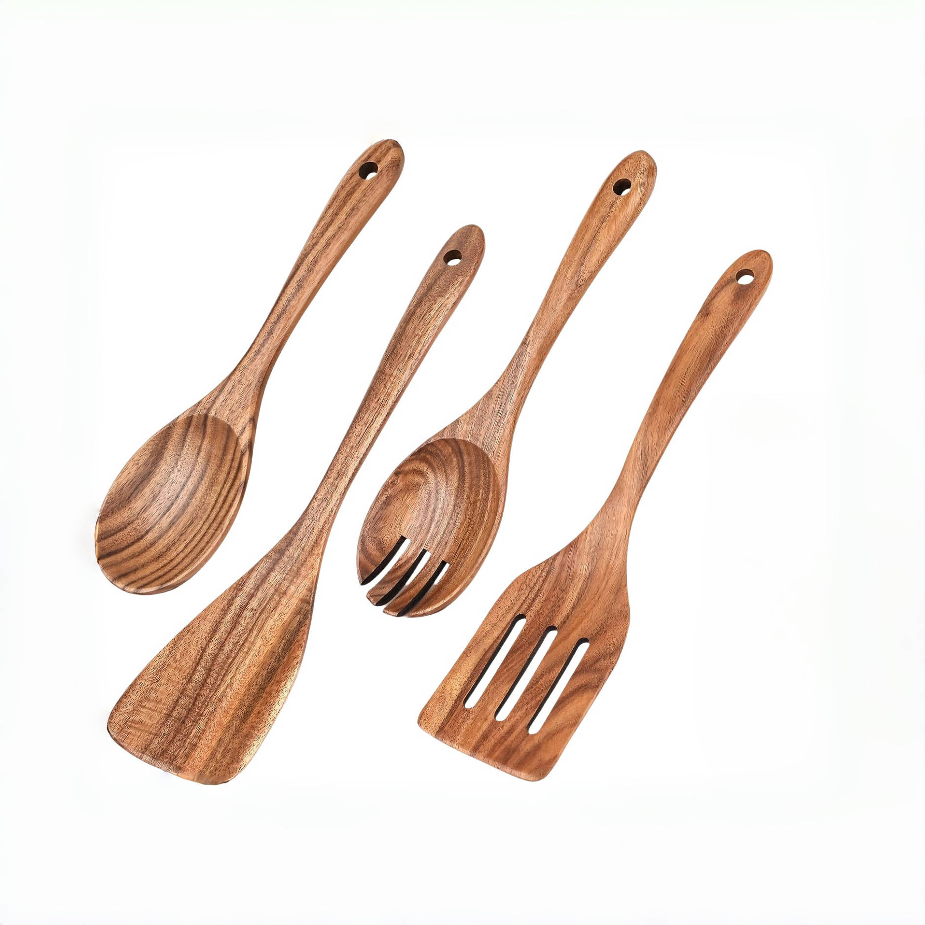 Acacia pala de madera no pegajosa pala de verduras pala de madera casera pala de ensalada tenedor de cola de cocina set