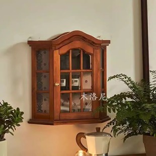 French Retro Solid Wood Wall Closet Living Room Bedroom Decorative Display Cabinet Antique Storage Cabinet Wall Locker