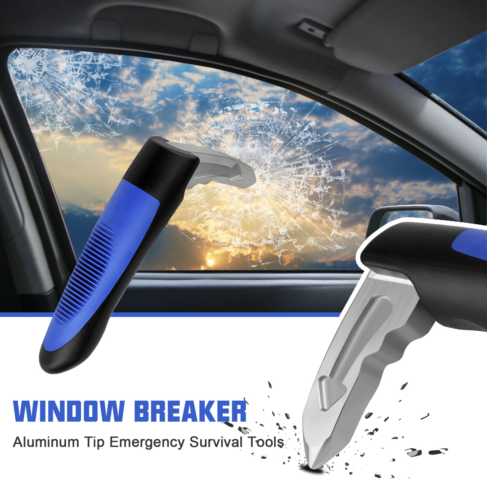 Car Armrest Safety Hammer, Window-Breaking Escape Hammer, Multifunctional Car Safety Hammer, In-Car Emergency Life-Saving Hammer