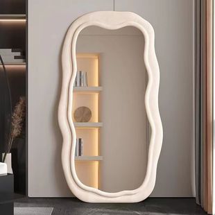 Wave Black Floor-To-Ceiling Mirror Accessible Luxury Style Special-Shaped Full-Length Mirror for Girls Home Living Room Bedroom Fitting Mirror Dressing Mirror