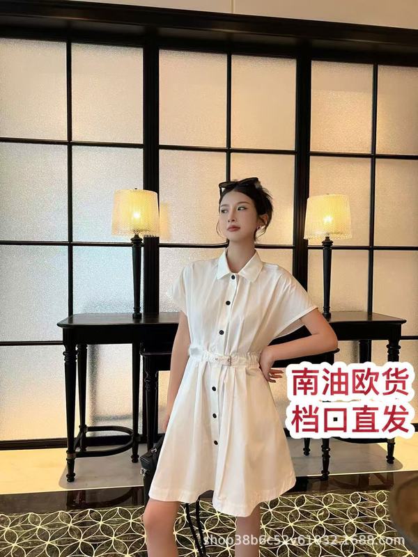 [Nanyou Rose 高級婦人服] 25 新しいフレンチスタイルフライングスリーブ刺繍ラペルシャツドレス|undefined