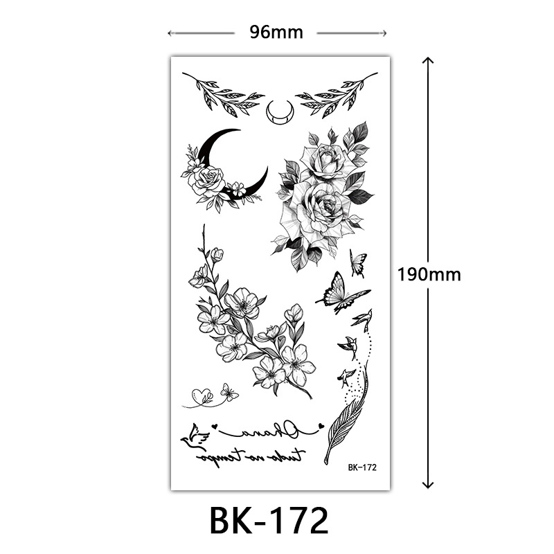 Tatuaje Temporal de Flores Boceto de Papel de Transferencia al Agua, Impresión por Transferencia de Agua, para Cuerpo image 178