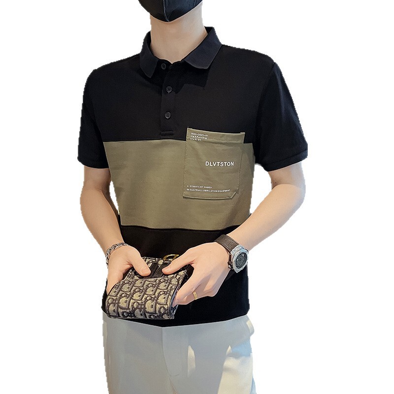 メンズ半袖 Tシャツ 2025 新しい夏のアイスシルクハイエンドハンサムな夏服メンズポロシャツトップ|undefined
