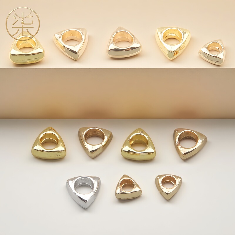 18K gold-plated copper, high color retention, triangular spacer beads, gold-colored wheel spacer beads, bracelet DIY accessories 18K gold-plated copper, high color retention, triangular spacer beads, gold-colored wheel spacer beads, bracelet DIY accessories